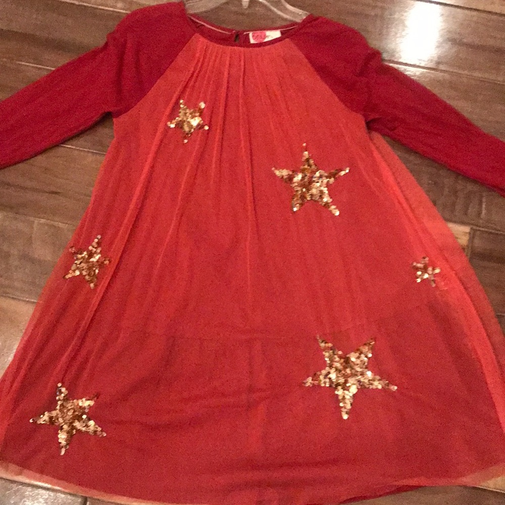 Mini Boden Red dress Gold stars